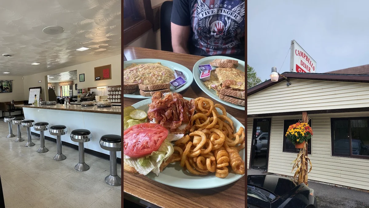 Classic diner booths and counter seating.